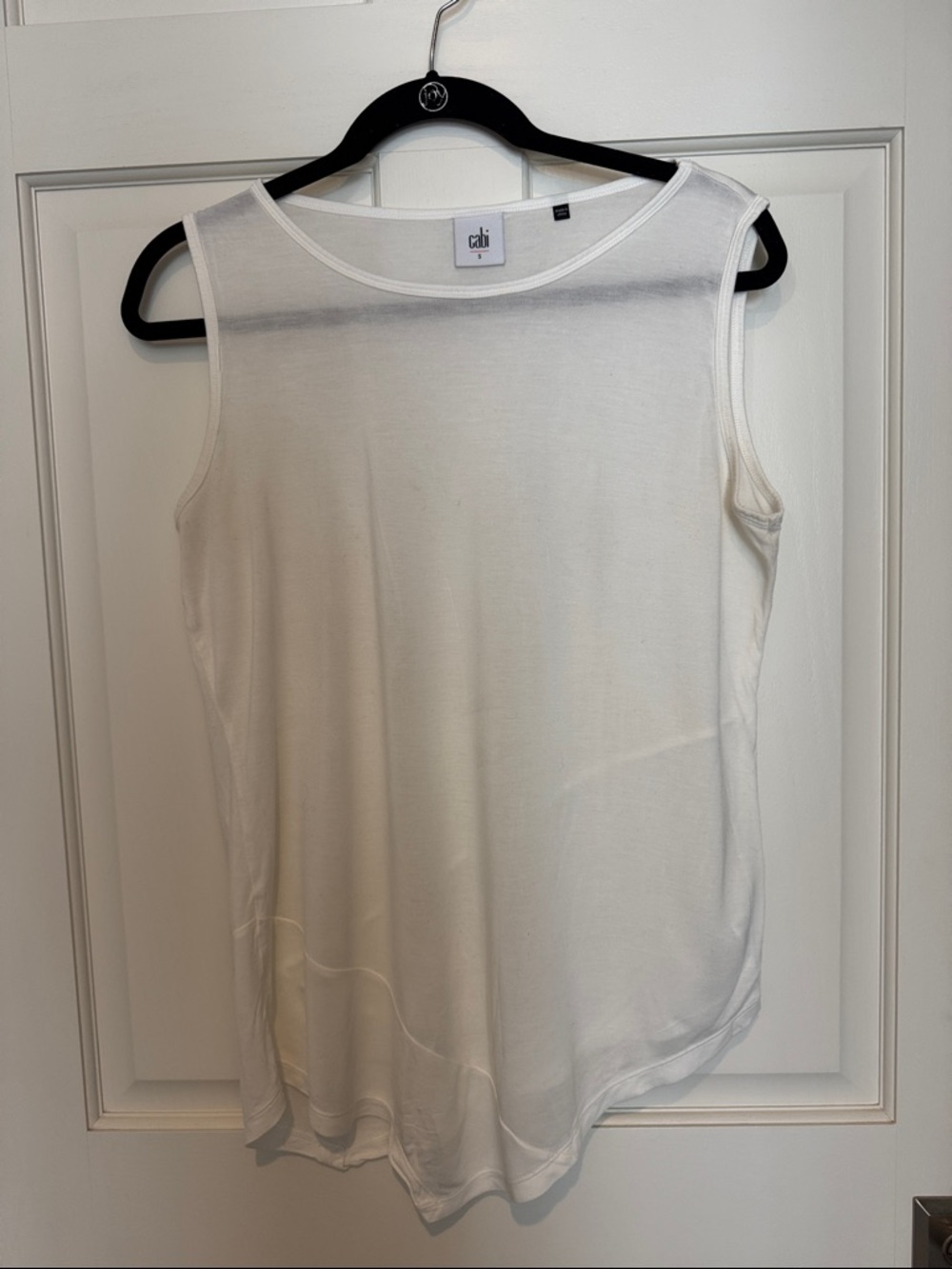 CAbi White Scoop Neck Sleeveless Tank